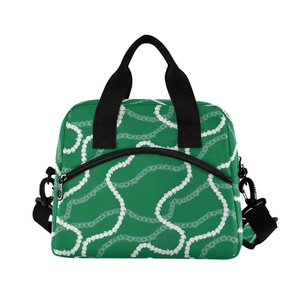 Sac isotherme réutilisable pour le déjeuner, motif couronne de fleurs hawaïennes vertes, sac fourre-tout de plage personnalisé, sac isotherme étanche avec sangles - Product Image 2