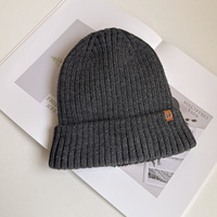 Chapeau d'hiver en tricot chaud de style vintage, couleur unie, chapeau beanie, doublure en polaire élastique épaisse, chapeau chaud