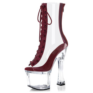 Botas <span class=keywords><strong>de</strong></span> Tacón Alto <span class=keywords><strong>de</strong></span> 18 cm, Punta Abierta, <span class=keywords><strong>Zapatos</strong></span> <span class=keywords><strong>de</strong></span> Baile <span class=keywords><strong>de</strong></span> Plataforma Transparentes para Club Nocturno, Botines <span class=keywords><strong>de</strong></span> Moda para Mujer - Product Image 5
