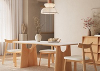 Table à manger en bois massif et dalle de pierre, rectangulaire, pour petites maisons, style japonais moderne minimaliste, couleur bois naturel