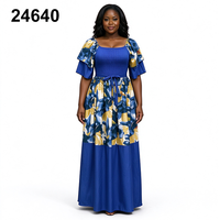 Nouvelle Robe Décontractée Ample à Col Carré et Manches Courtes, Imprimé Floral Rétro, Coupe Trapèze, Vente en Gros 24640