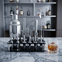 Ensemble de shaker à cocktails de luxe en acier inoxydable Wuyi Camol 750 ml, réutilisable, écologique, durable, outils de bar avec doseur et support