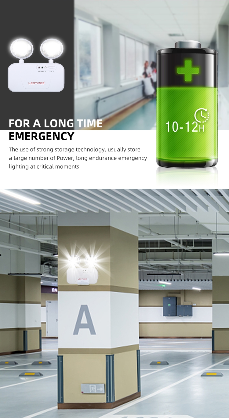 High Effciency Indoor Corridor Office Dual Heads ABS COB 5W Rechargeable Led Emergency Light