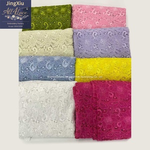 Tela de encaje guipur amarillo mostaza con estampado floral y bordado calado para <span class=keywords><strong>vestidos</strong></span> africanos nigerianos tipo caftán Aso Ebi - Product Image 6