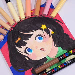 12 unids/set nueva llegada 12 colores papelería escolar Punta de pincel suave rotulador de pintura acrílica marcadores de tiza al por mayor - Product Image 4