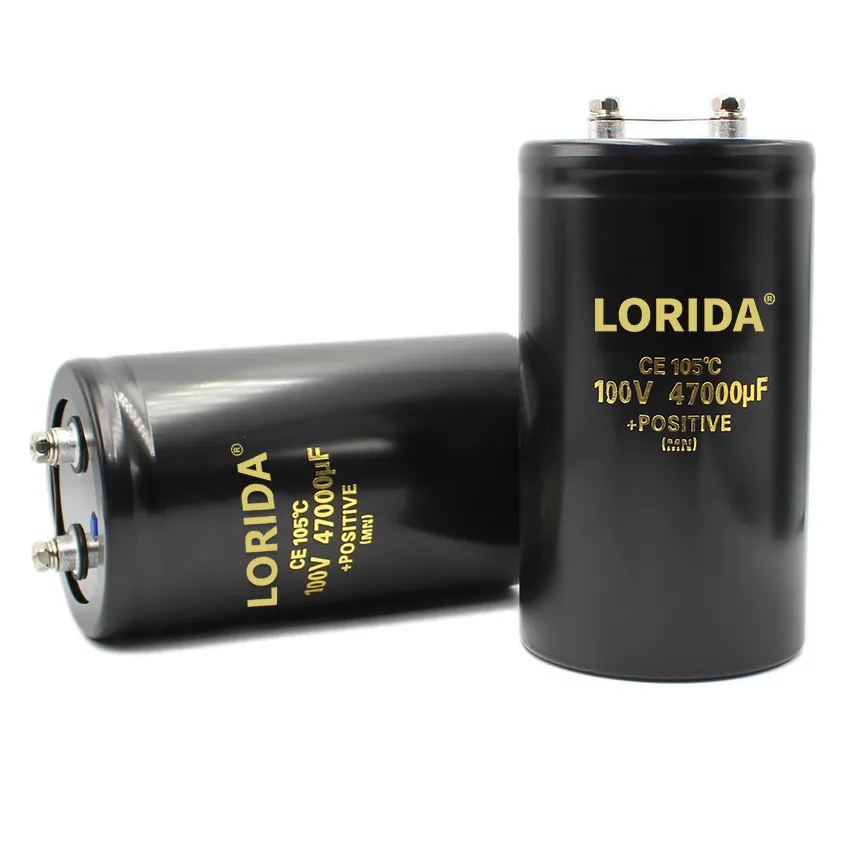 LORIDAカスタマイズ可能100V 47000UF 76*130卸売価格写真フラッシュオーディオ電源ネジ端子アルミ電解コンデンサ