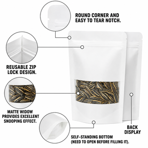 Ready-Made Biodegradable <b>Small</b> Ziplock Food <b>Bags</b> Doypack Customize Stand up <b>White</b> Kraft Paper <b>Bag</b> with Window Kraft Paper Pouch - Product Image 2