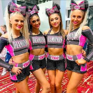Tenue de cheerleading personnalisée All Star à manches longues rose pour la compétition, la scène et la <span class=keywords><strong>danse</strong></span>, tenue sexy pour filles - Product Image 3