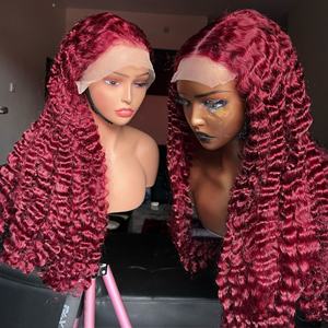 วิกผมบราซิลแบบหยิกฟู ทรงบ๊อบปานกลาง แบบผูกเชือกด้านหน้า โปร่งใส แบบดับเบิ้ลดรอน HD ไฮไลท์ ผมแท้เรมี่ ไม่ต้องใช้กาว - Product Image 1