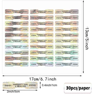Pegatinas de sellado holográficas personalizadas, etiqueta de seguridad vacía a prueba de manipulaciones, garantía, pegatina de número de serie - Product Image 6