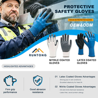 Gants de travail enduits de nitrile pour la réparation automobile, la manipulation mécanique de précision, avec doublure respirante en nylon et grip en micro-mousse
