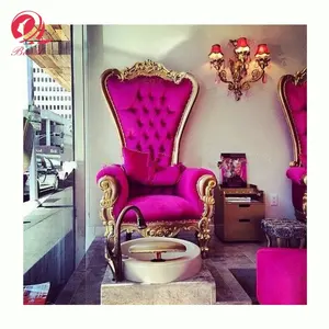 गर्म बिक्री सैलून फर्नीचर लक्जरी स्पा कुर्सी कोई पाइपलाइन गुलाबी पेडीक्योर कुर्सी उच्च वापस सिंहासन कुर्सियों