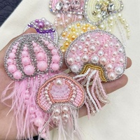 Fait à la main mignon rose méduse perlée Patch perle strass conception sur feutre pour la mode bricolage décorations pour les filles vêtements sacs