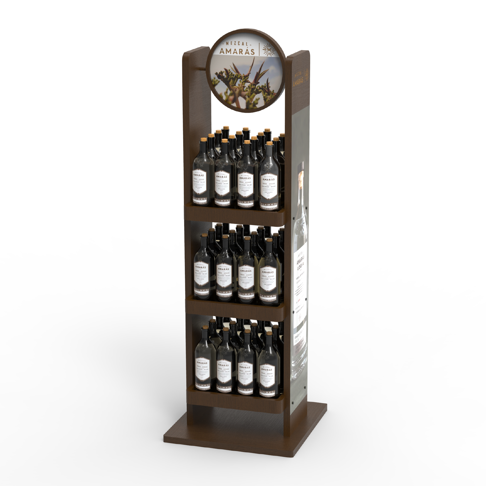 Apache 3 Layer Oak Classic Wine Store Display Rack with Knock-Down Packing for Liquor Store — view 3