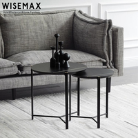 WISEMAX FURNITURE Table d'appoint pour canapé design contemporain en bois stable structure en métal noir table basse modulaire pour hall d'entrée appartement