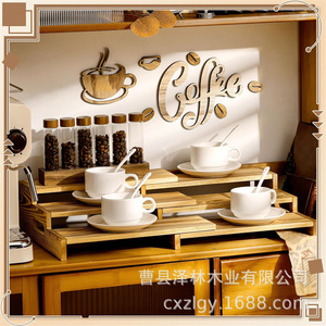 Wooden Kitchen <b>Storage</b> <b>Rack</b> 3 Floors Expandable Countertop Organizer For Coffee Cups Condiment <b>Bottles</b> - Product Image 1
