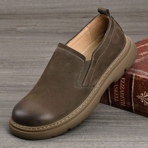 Mocassins en cuir véritable à bout rond, semelle extérieure en caoutchouc, semelle intermédiaire en EVA, chaussures décontractées pour hommes, confort estival - Product Image 2