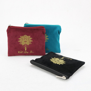 กระเป๋าเครื่องสำอางกำมะหยี่สีดำแบบขายส่ง กระเป๋าใส่เครื่องประดับกำมะหยี่แบบมีซิปพร้อมโลโก้ กระเป๋าซิปใส่เครื่องประดับแบบกำหนดเอง ถุงของขวัญ - Product Image 4