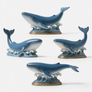 Blue <strong>Whale</strong> Resin Figurine <strong>Art</strong> - 6" Scandinavian-Style Marine Decor, Smooth Gloss Finish for Modern Home &amp; Office Collections - Product Image 1