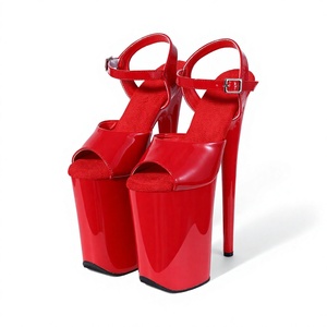 Escarpins à plateforme en cuir verni à bout ouvert avec bride de cheville et boucle, talon aiguille très haut, chaussures toutes saisons, livraison directe - Product Image 1