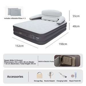 Matelas Gonflable Multicolore Tout Usage avec Dossier – Nouveau Mobilier de Maison pour une Séjour Confortable au Parc - Product Image 4