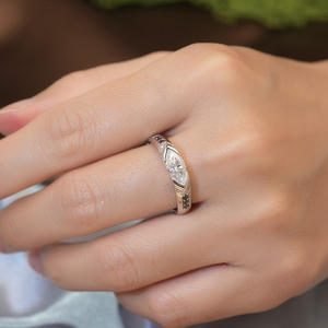 แหวนทองคำขาวประดับเพชรโมอิสซาไนต์ทรงมาร์ควิส 1 กะรัต 2 กะรัต 3 กะรัต ระดับ D VVS - Product Image 5