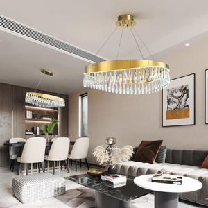 Nuevo diseño de iluminación colgante sala de estar moderna lámpara de techo de araña de cristal dorado - Product Image 3