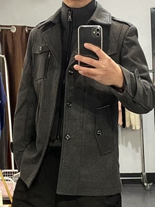 Autumn/Winter <strong>Men's</strong> Regular Thick <strong>Woolen</strong> Finished Heated Fleece <strong>Jacket</strong> with Turn-down Collar in Plus Size Outerwear - Product Image 2
