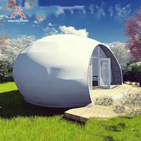 Tente de glamping safari double dôme de luxe Kawagebo Kamp, élégante, en PVC durable avec porte en verre pour hôtel, complexe hôtelier et événements
