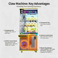 Machine à grue en métal personnalisable Arcade d'intérieur Jeux vidéo à pièces Prix Animaux en peluche Jouets en peluche Poupée Griffe Machine Cadeau
