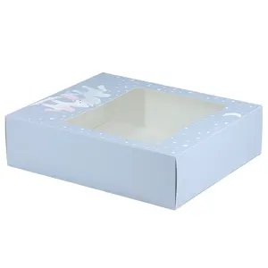 Manufacturer Price Customize Blue Color Cardboard Paper Packaging Gift Boxes With Window