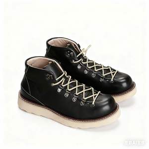 Bottes d'extérieur pour hommes - Bottes de travail élégantes et confortables en cuir véritable à coupe mi-haute, bottines tendance à coupe courte - Product Image 4