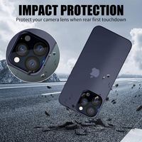 Protection d'objectif d'appareil photo 2.5D en verre trempé noir imprimé soie pour iPhone 17 Pro Max, couverture intégrale antichoc