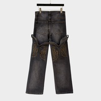 American High Street Broderie Patchwork Jeans Vintage Western Bottes Pantalons Femmes