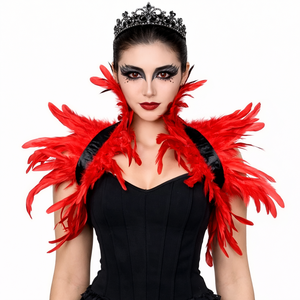 Accessoires de costume de danse pour spectacle sur scène, festival, défilé, soirée en boîte de nuit : Épaulettes et châle d'épaule de luxe en plumes réglables - Product Image 5