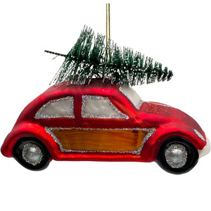 Factory Luxury Handmade UV Printed Blown Glass Ornaments Unique Red <b>Mini</b> Car Design for <b>Christmas</b> Holiday Season Home Decor - Product Image 2