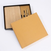 Ensemble cadeau de carnet à couverture rigide en bois écologique, logo personnalisé, impression sérigraphique, souvenir d'entreprise