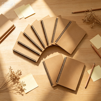 Carnet à spirales en papier kraft blanc A5, 50 feuilles, carnet en papier personnalisé - Marque MS pour cadeaux, usage professionnel et bureautique