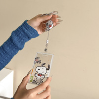 Porte-cartes transparent Snoopy avec cordon rétractable, porte-clés, protège-carte d'étudiant, protège-carte de bus et de métro