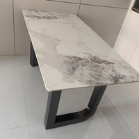 WESOME Ensemble table et chaises de salle à manger aux motifs simples italiens, ensemble de tables à manger en porcelaine frittée, marbre et or