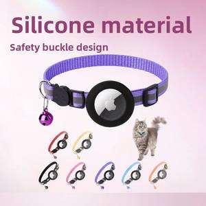 Collier de chat pour animaux de compagnie bande réfléchissante support Airtag cloche collier réglable avec boucle de rupture pour collier de luxe pour chien en toute sécurité - Product Image 2