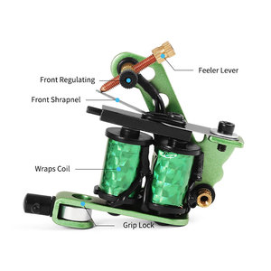 Macchinetta per Tatuaggi One Tattoo World 8 Wrap Coils Iron Liner Gun, Shader Dritto per Linee Circolari - Product Image 4