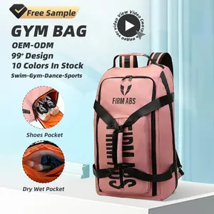 Mochila de viagem esportiva personalizada de grande capacidade para homens e mulheres, mochila de viagem curta à prova d'água com armazém independente para calçados