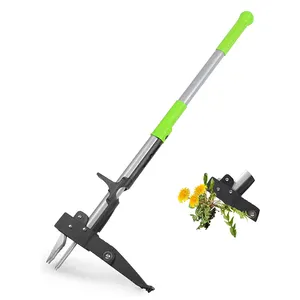 Telescopic weed puller tool 39 inch long handle adjustable garden tools standup weeding extractor with 4 clawsgrass weed remover