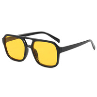 SENTA Nueva Promoción Gafas de Aviador Vintage para Mujer, Lentes Amarillas, Gafas de Sol de Piloto para Exteriores, Doble Puente, Unisex, Cuadradas