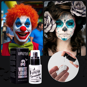 Beyaz sıvı fondöten profesyonel su geçirmez yüz boyama tam kapsama beyaz vakıf özel etiket için cadılar bayramı Goth - Product Image 5