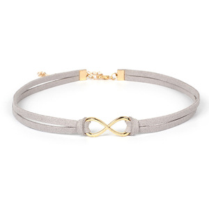 Produttore fatto a mano Infinity Sign Charm <span class=keywords><strong>collana</strong></span> in pelle scamosciata con ciondolo a catena per clavicola da donna girocollo bohémien - Product Image 3