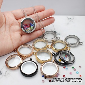 Scatola Portafoto in Acciaio Inossidabile e Vetro, Scatola per Cinnabro, Contenitore per Ricordi di Capelli di Bambino, Ciondolo Collana con Diamanti e Catena in Bambù - Product Image 2