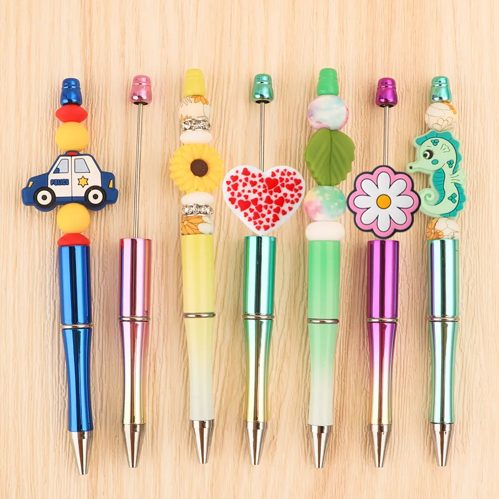 Ingrosso perline per ufficio scolastico per scrivere penne a sfera in plastica penne con perline personalizzate