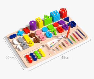 Planche d'apprentissage éducative en bois pour enfants avec des nombres, des formes, des couleurs, un abaque et des jouets <span class=keywords><strong>de</strong></span> puzzle <span class=keywords><strong>de</strong></span> style Montessori - Product Image 2